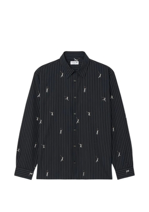 Lacoste pinstripe tennis-print shirt - Black