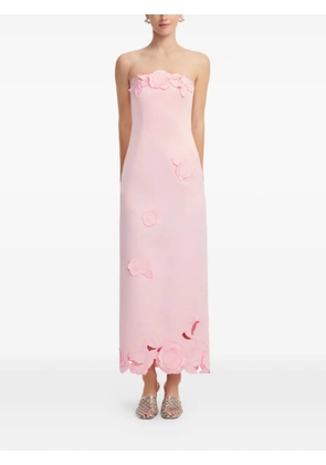 Leo Lin floral appliqué strapless dress - Pink