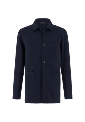 Boggi Milano patch pockets wool shirt jacket - Blue