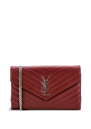 Saint Laurent Pre-Owned Classic Monogram Wallet on Chain Matelasse Chevron Leather Medium crossbody bag - Red