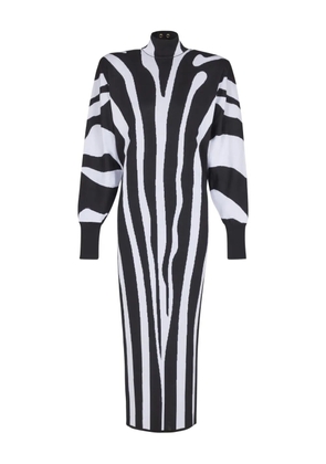 Balmain zebra-intarsia high-neck midi dress - Black