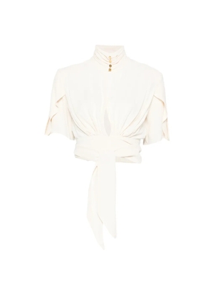 Elisabetta Franchi tie-waist short-sleeve blouse - Neutrals