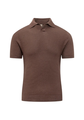 RAKKI waffle-knit V-neck T-shirt - Brown