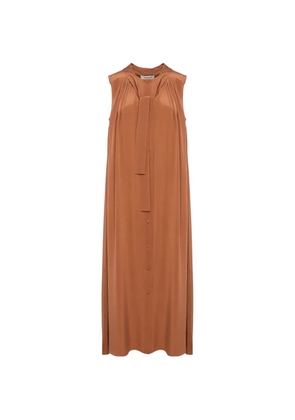 Yves Salomon sleeveless buttoned shirt midi dress - Brown