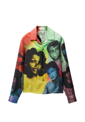 Versace printed silk twill slim shirt - Blue