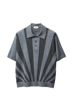 Versace embroidered intarsia wool knit polo - Grey