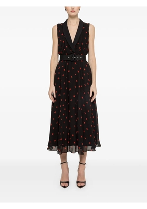 NISSA belted floral midi dress - Black