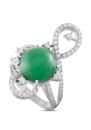 LB Exclusive diamond and jade curved-design ring - Silver
