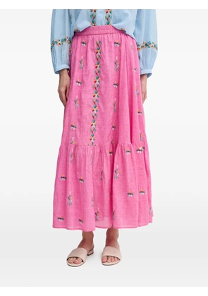 La Petite Française Jamal embroidered tiered maxi skirt - Pink