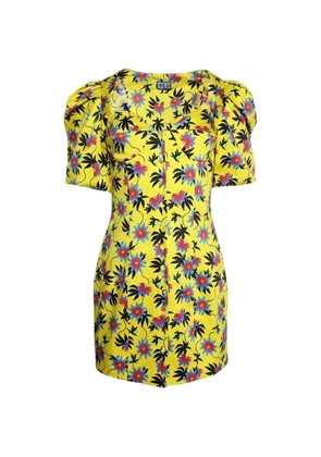 Lhd floral puff-sleeve mini dress - Yellow