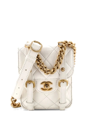CHANEL Pre-Owned City School Flap Messenger Bag Quilted Aged Calfskin Mini crossbody bag - White
