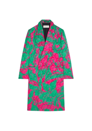 DRIES VAN NOTEN floral-print double-breasted coat - Pink