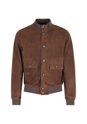 Stewart buttoned flap-pocket suede jacket - Brown