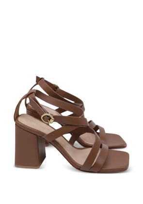 Gianvito Rossi strappy block-heel leather sandals - Brown