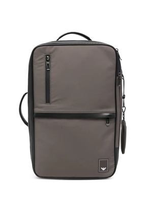 Emporio Armani zip logo-patch backpack - Grey