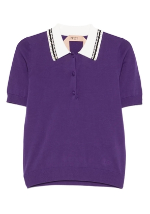 Nº21 crystal-embellished polo top - Purple
