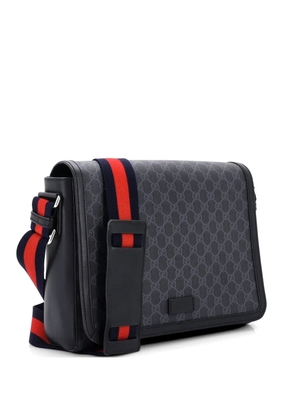 Gucci Pre-Owned Web Strap Flap Messenger Bag GG Coated Canvas Medium crossbody bag - Black