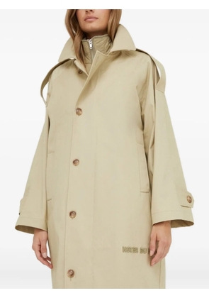 Notes du Nord embroidered-logo buttoned coat - Neutrals