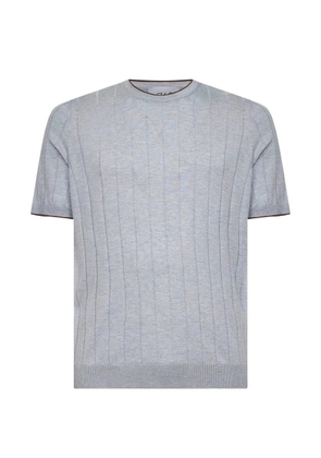 D4.0 trim-ribbed T-shirt - Blue