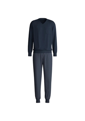 CALIDA chest-pocket patterned pajama set - Blue