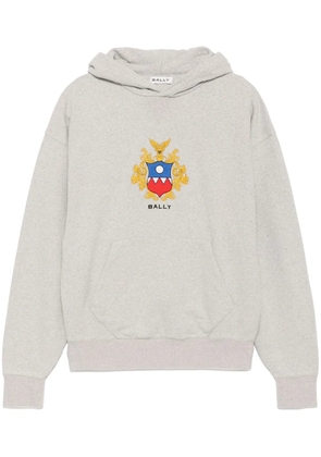 Bally crest-logo cotton hoodie - Grey