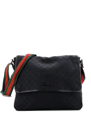 Gucci Pre-Owned Web Strap Flap Messenger GG Canvas Medium crossbody bag - Black
