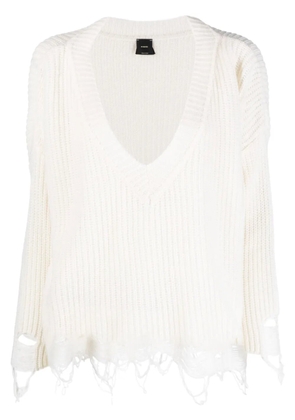 PINKO distressed knitted jumper - White