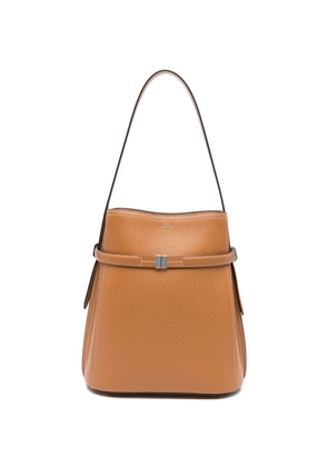 TOTEME belted grained-leather bucket bag - Brown
