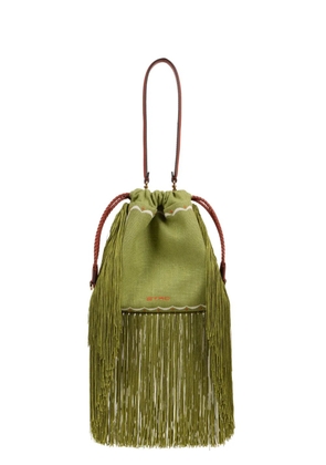 ETRO Small Kalispera embroidery fringes bucket bag - Green