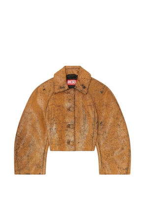 Diesel L-Raya cocoon-sleeve cropped leather jacket - Brown