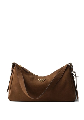 Prada Aimée large nubuck leather shoulder bag - Brown