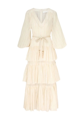 ZIMMERMANN tiered striped dress - Neutrals