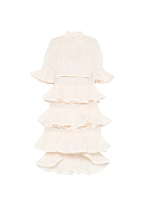 ZIMMERMANN ruffled layered midi dress - Neutrals