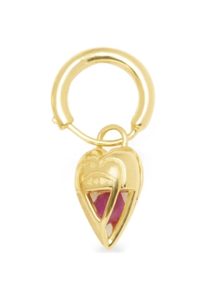 Capsule Eleven heart-pendant ruby hoop earrings - Gold
