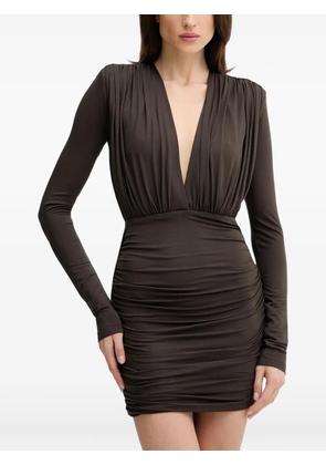 La Mania Jesse long-sleeve ruched mini dress - Brown