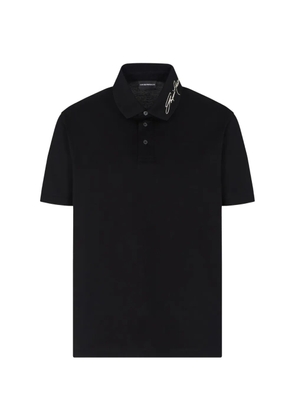 Emporio Armani signature-detail polo shirt - Black