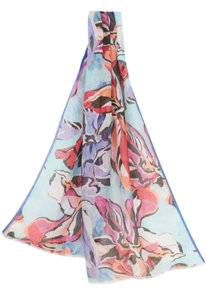 ETRO floral-print linen scarf - Blue