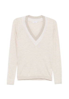 Brunello Cucinelli V-neck jersey top - Neutrals