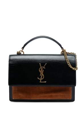 Saint Laurent Pre-Owned 2021 Large Calfskin and Suede Monogram Sunset Top Handle Bag satchel - Black