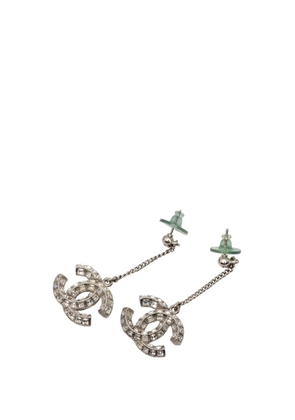 CHANEL Pre-Owned 2000-2026 Silver Plated Crystal CC Drop Push Back Earrings costume earrings