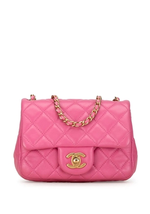 CHANEL Pre-Owned 2019 Mini Square Classic Lambskin Pearl Crush Flap crossbody bag - Pink