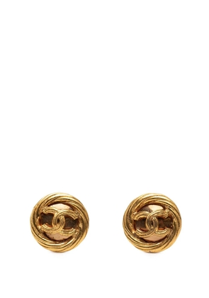 CHANEL Pre-Owned 1993 CC Gold Plated Round Clip On Earrings costume earrings