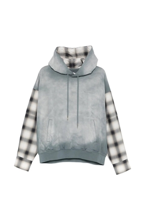 Feng Chen Wang check-pattern-sleeve hoodie - Grey