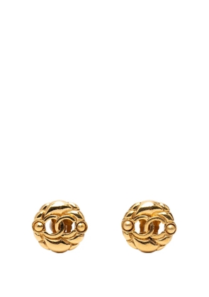 CHANEL Pre-Owned 1980-1990 Gold Plated CC Hollow Round Clip On Earrings costume earrings