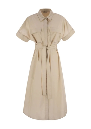 Peserico patch-pocket belted midi dress - Neutrals