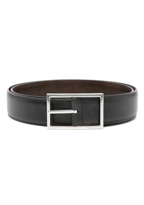 John Lobb engraved-buckle leather belt - Black