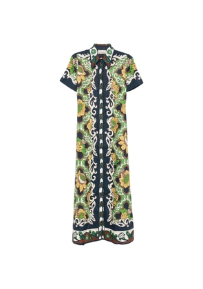 ALEMAIS Liana floral-print shirt midi dress - Blue