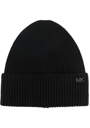 Michael Kors logo-lettering knitted beanie - Black
