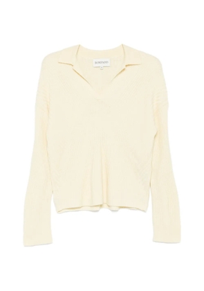 BOMPARD two-tone ribbed polo top - Neutrals