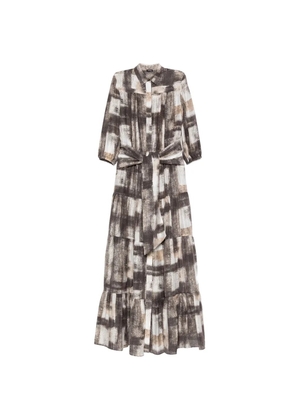 Kiton tie-waist tiered maxi dress - Brown